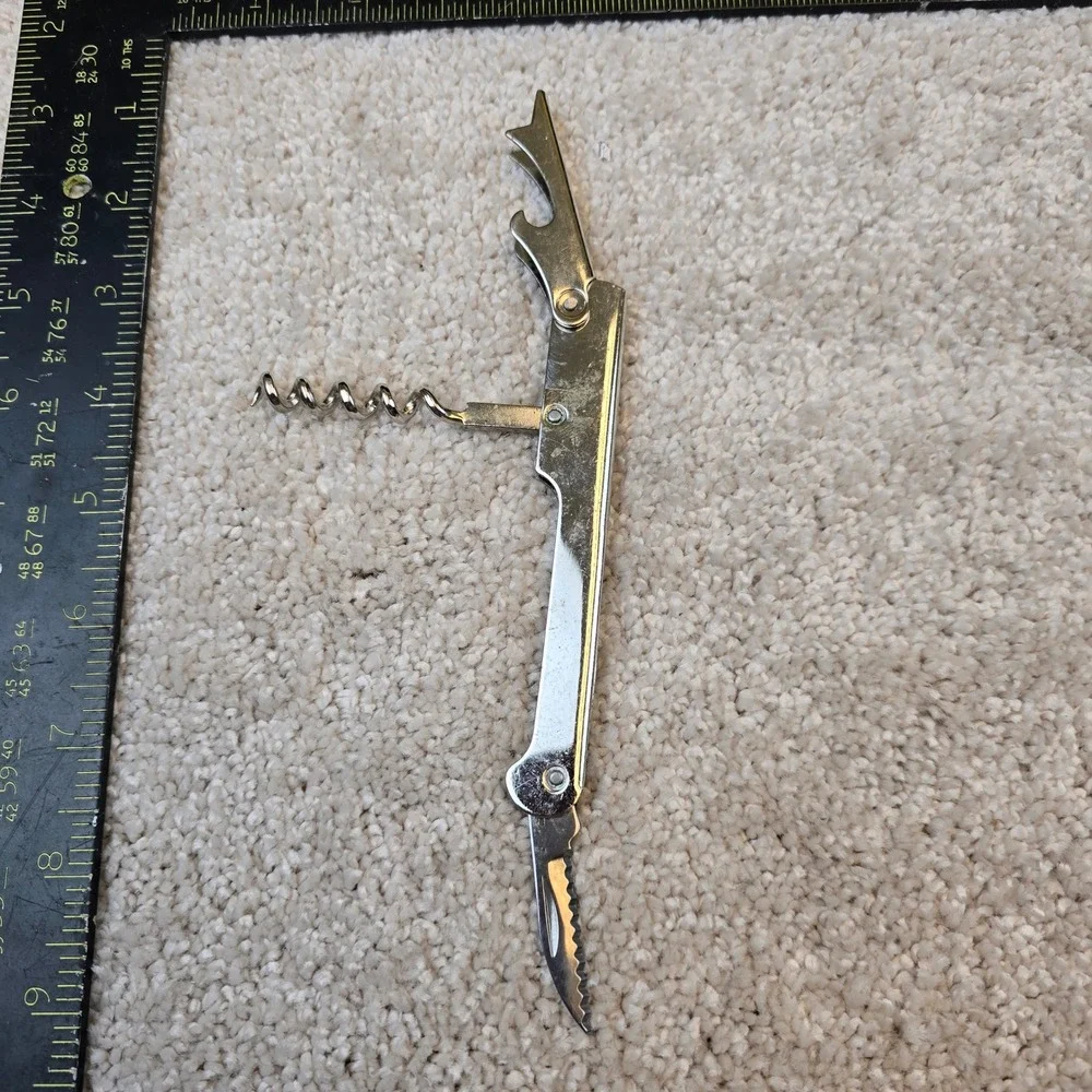 Winco Wine Opener Silver #249‎ Waiters Corkscrew Foil Cutter Bottle Opener